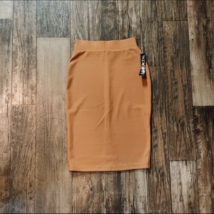Camel midi bodycon skirt